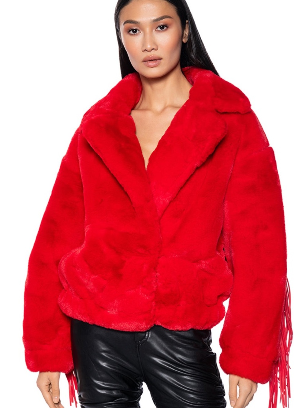 AKIRA Label Time To Shine Fringe Faux Fur Coat is made from a plush faux fur - Picture 2 of 8